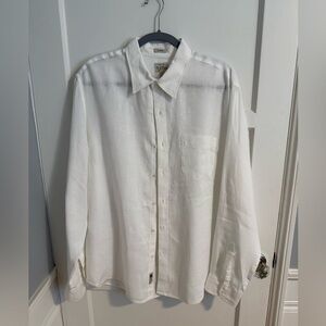 Men’s J. Crew White Button Down Long Sleeve Linen Shirt